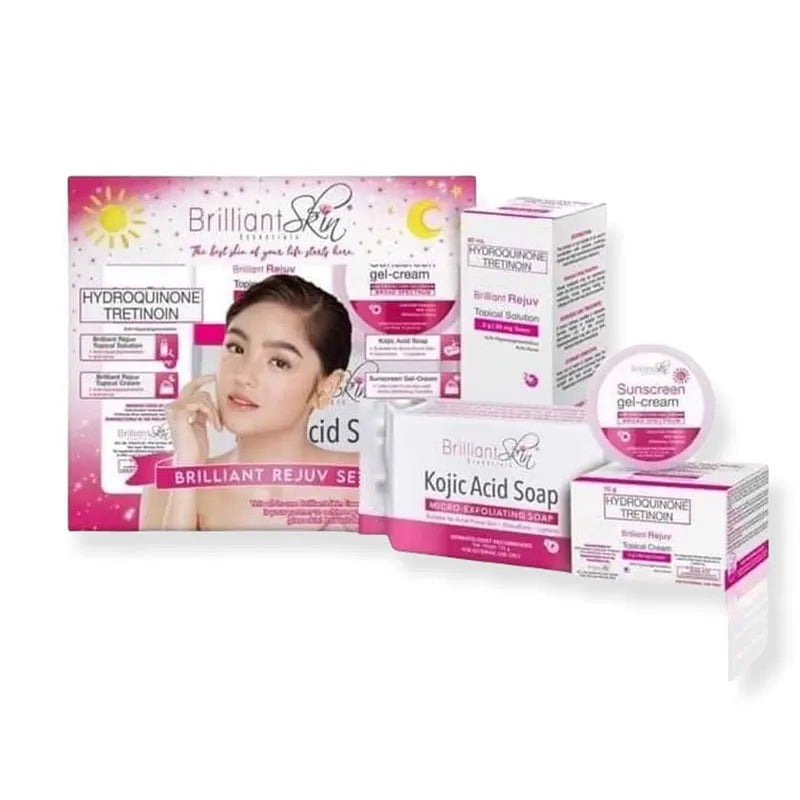 Brilliant Rejuvenating Set – 4-Step Exfoliating & Rejuvenating Facial Set with Soap, Toner, Sunscreen & Rejuvenating Cream