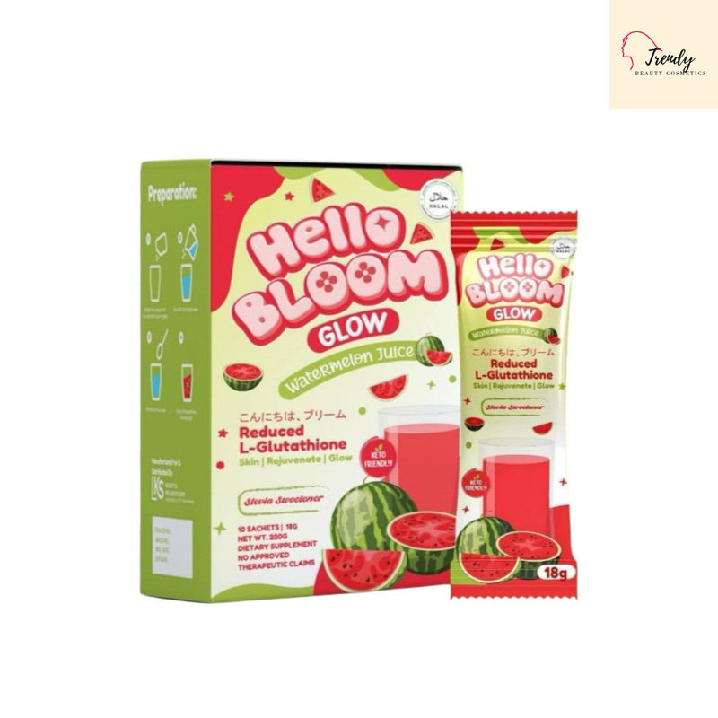Hello Bloom Glow Watermelon – Glutathione Whitening Juice for Skin Rejuvenation & Glow