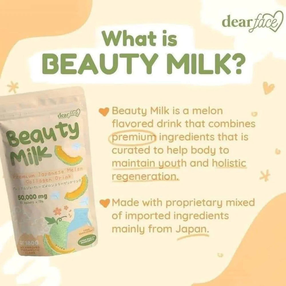 Dear Face Beauty Milk Melon – Collagen Juice Drink for Glowing & Youthful Skin