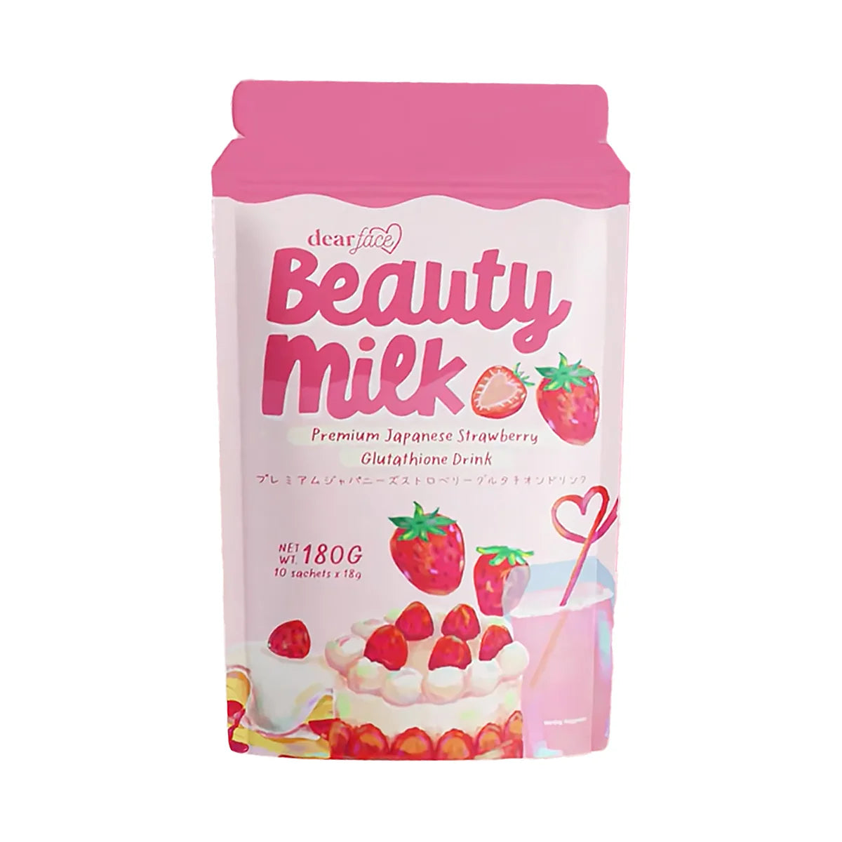 Dear Face Beauty Milk Strawberry – Glutathione Whitening Juice Drink for Radiant Skin
